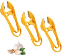 Épluche-ail manuel en acier inoxydable avec mâchoires dentelées pour retire | Pince pour éplucher facilement les gousses d'ail ; outil manuel compact, antidérapant, durable et facile à nettoyer.