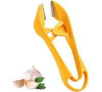 Épluche-ail manuel en acier inoxydable avec mâchoires dentelées pour retire | Pince pour éplucher facilement les gousses d'ail ; outil manuel compact, antidérapant, durable et facile à nettoyer.