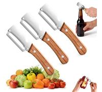 Éplucheur de Légumes 2 en 1 avec Manche en Bois, Éplucheurs à Légumes Multifonction,Acier Inoxydable Eplucheur,Pommes de Terre, Carottes, Concombres et Cuisine (3pcs)