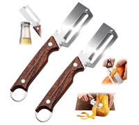 Eplucheur Légumes Manche en Bois, 2 Pièces Couteau Éplucheur Polyvalent | Sans Blocage, Décapsuleur, Lame Inox, pour Cuisine, Légumes, Viande, Fruits