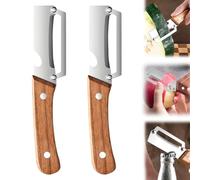 Eplucheur Légumes Multifonction, Econome Legumes avec Décapsuleur Intégré,Eplucheur Pomme de Terre Acier Inoxydable Manche Bois, Lame Ultra-Aiguisée Cuisine Professionnel (2PC)