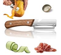 Eplucheur Multifonction 3-en-1, Eplucheur Légumes avec Décapsuleur Intégré et Lame Ultra Tranchante en Inox, Eplucheur Polyvalent pour Légumes, Fruits et Charcuterie (1)