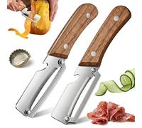 Eplucheur Multifonction 3-en-1, Eplucheur Légumes avec Décapsuleur Intégré et Lame Ultra Tranchante en Inox, Eplucheur Polyvalent pour Légumes, Fruits et Charcuterie (2)