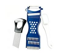 Éplucheur multifonction 6 en 1 avec brosse de nettoyage et coupe-oignon | Kit de coiffeur de légumes, facile à râper, couper, éplucher, lame tranchante en acier inoxydable, coupe-julienne pour fruits