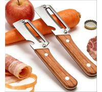Éplucheur multifonction professionnel en inox avec manche en bois - 3 en 1: économe légumes, coupe viande pour barbecue & décapsuleur-Ustensile de cuisine polyvalent pour légumes,fruits,viande (2 PCS)