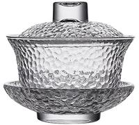 Eplze YBK Tech Crystal Gaiwan Tasse à thé en verre avec soucoupe et couvercle, bol à thé traditionnel chinois Sancai (tasse transparente)