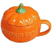 Eplze YBK Tech Tasse en Forme de Citrouille, Tasse à Café en Céramique, Tasse à thé avec Couvercle, 8.5oz (Tasse)
