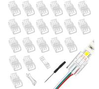 EPLZON Lot de 20 connecteurs de bande LED à 3 broches de 8 mm, compatible 5-24 V, utilisation intérieure et extérieure, source de lumière LED, alimentation CC, multicolore, 72 W