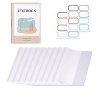 EPMOCN Lot de 12 Protège Livre Transparent 19.5x26 cm, 10 Couvre Livre Ajustable avec 2 Packs d'Étiquettes de Nom, Protection Cahier Scolaire Épaisse et Réutilisable pour École et Bureau