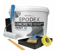EPODEX 1K Peinture béton & accessoires, revetement de sol & mur, peinture sol exterieur, intérieur & extérieur sans eau stagnante, 1kg (une couche sur 8m²) - Gris silex - Pastel
