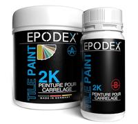 EPODEX 2K PEINTURE CARRELAGE salle de bain, cuisine & plus, vernis carrelage sol & mur, peinture époxy - 1,8 kg suffit pour 2 couches sur 7m² - Bleu azur - Pastel