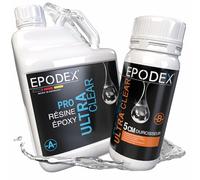 EPODEX PRO+ Résine époxy jusqu’à 5cm, AQUA - Transparent, 1,5kg | Kit transparente Avec ou sans pigments, Pour tables rivières, lampes, grande coulée et plus