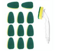 Éponge à vaisselle avec manche VIPITH，Éponge avec manche pour ajouter du liquide pour nettoyer et brosser la vaisselle - 12PC