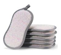 Éponge à vaisselle double face 6 pièces lavable en microfibre éponge cuisine lavage de voiture