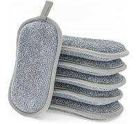 Éponge à vaisselle lavable, 6 tampons anti-rayures double face Éponge en microfibre antibactérienne pour la cuisine