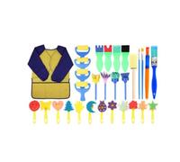 Éponge Brosses De Peinture Enfant Ensemble Pinceaux Et Tablier 30 Pièces Art Diy Outils D'art D'apprentissage Précoce DBambin Pour Les Âges 3-8
