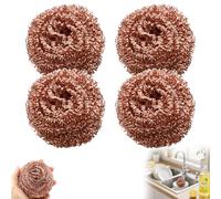 Eponge Cuivre, 2/4/6 /8Pcs Gratounette Cuivre, Eponge en cuivre pour Cuisine, Outils de Nettoyage de Cuisine ，Eponge cuivre parfaites pour Nettoyer Les Buses de Fer et enlever Les scories