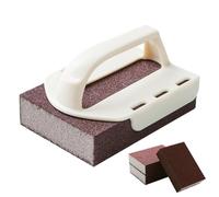 Éponge de nettoyage en carbure - Éponge émeri de 3,94 pouces avec 3 pièces de rechange | Brosse antirouille avec poignée pour cuisinière de cuisine domestique, gril, hotte de four, comptoir de table d