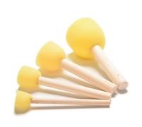 Éponge En Bois Pour Peinture Des Enfants, 4 Pièces, Brosse À Peinture Jaune, Manche En Bois, Outil De Peinture Pour Enfants
