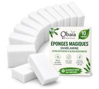 Eponge Magique Lot de 10 en mélamine 3X Plus résistant, Haute densité Gomme de Nettoyage, Enlève Les tâches et Traces tenaces sur Toutes Les Surfaces. Qualité supérieure Extra puissante et résistante