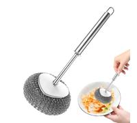 Eponge Métallique avec Poignée, Éponges en Acier Inoxydable, Éponge De Nettoyage De Cuisine, Eponge grattante la Vaisselle avec Manche Long, Outils De Nettoyage De Cuisine
