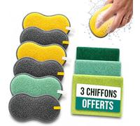 Eponge reutilisable Lavable 6 pcs + 3 Chiffon Microfibre Cadeau ! Vitre Voiture Entretien de la Maison Eponges/lavettes reutilisables lavables pour Vaisselle Éponge réutilisable éponges Zero dechet