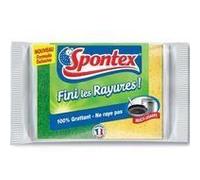 SPONTEX - Eponge Fini Les Rayures ! - 2 éponges Grattantes Non-rayantes Vertes