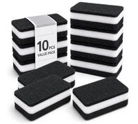 Éponges Vaisselle Double Face Noir et Blanc, Lot de 10 éponges grattoir Cuisine, Tampon à récurer abrasif et Mousse absorbante, pour casseroles, poêles, évier, Plan de Travail, Salle de Bain