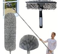 Époussette Télescopique, Perche Nettoyage Toiture, Plumeau pour Plafond Haut Plumeau en Microfibre À Toile D'araignée, Kit De Dépoussiérage Haute Portée De De 6m avec Perche D'extension De 4.25m