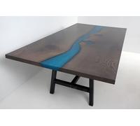 Epoxy Table à manger River Table en bois massif 220x100 Table de rivière Nouveau