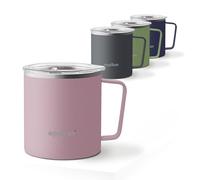 eppikan EppiTall - Tasse isotherme en acier inoxydable - Tasse à café - Tasse à thé - Tasse thermique - 380 ml - Couvercle avec ouverture verrouillable (380 ml, rose pastel)