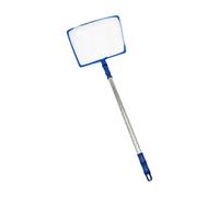 Épuisette à main pour piscine et étang avec poignée télescopique en acier inoxydable, tête carrée en maille, boucle de rangement et rangement compact pour le nettoyage quotidien Épuisette télescopique
