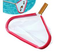 Épuisette de piscine professionnelle en métal - Mailles fines - Algues - Avec double filet - Pour nettoyer les feuilles de piscine et les insectes - Rouge