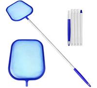 Épuisette de Surface pour Piscine - Filet de Piscine avec Poteau en Aluminium à 5 Sections - Bleu
