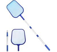 Epuisette de Surface - Télescopique en Aluminium - Filet à Mailles Fines - Nettoyage Piscine - Blanc