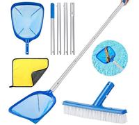 Epuisette Piscine avec Manche Telescopique 187cm,Epuisette Piscine Maille Extra Fine avec Brosse Piscine,Kit de Piscine Nettoyage