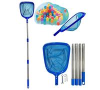 Épuisette Piscine - Manche Télescopique 185cm, 4 Sections, Filet Grande Capacité, Nettoyage Piscine/Bassin
