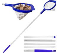 Épuisette pour piscine - Aspirateur pour piscine - Nettoyeur de surface - Filet fin en aluminium - Tige de 142 cm - Argenté