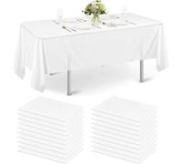 eqivei Lot de 10 nappes jetables, Blanches, pour Table à bière, Mariage, fête, Anniversaire, Tente à bière, rectangulaires, en Tissu Non tissé, 150 × 280 cm