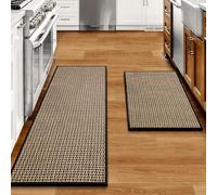 eqivei Lot de 2 tapis de cuisine antidérapants et lavables - Absorbants pour cuisine, devant évier - Tapis de cuisine pour sol - 43,9 x 119,4 cm + 43,9 x 73,7 cm (noir)