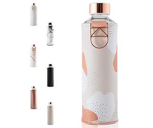 EQUA Grande Gourde en Cuir synthétique 750 ML, en Verre Borosilicate sans BPA et Anti-Fuite, Adulte Mixte, MM Faux
