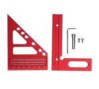 Équerre à Onglet 3D, Rapporteur Multiaxe de Précision pour Tracé, | Aluminium allié usiné CNC anodisé rouge graduations gravées angles 0 à 90° trous prépercés portable démontable