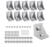 Équerre Aluminium, 10 Pièces Profil en Aluminium Connecteur 40x40, avec vis à Lentille, écrou Coulissant, écrou en T, Rondelles, pour Profilé de Support, Profilé à Rainure, Profilé de Montage