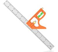 Équerre combinée 300 mm en acier inoxydable - Équerre de menuiserie réglable à 45/90 degrés avec niveau à bulle - Outil de mesure pour ingénieur/menuisier/travail du bois