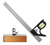 Équerre Combinée Ajustable de 305 mm - Règle Multifonctionnelle en Acier Inoxydable Gravée au Laser avec Niveau à Bulle, Graduations en Laiton et Pied à Coulisse, Outil Précis pour Traçage en Menuise