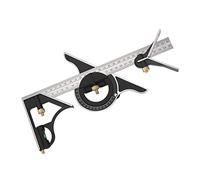 Équerre Combinée en Métal Règle de Menuiserie Multifonction Règle d'angle de Combinaison avec Rapporteur d'Angle à Niveau à Nulle Tête Droite 300 mm
