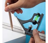 Équerre combinée réglable 300 mm | Règle métallique avec rapporteur coulissant, niveau et traceur - Outil de menuiserie de précision pour angles de 45°/90° | Construction en alliage robuste | Carré co