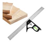 Équerre combinée Règle de mesure réglable avec niveau à bulle | Outil d'équerrage 30 cm Pour projet bricolage, pose placards, fabrication meubles, rénovation maison, chantier,