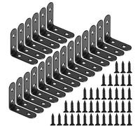 Equerre de Fixation Noir Angle Droit Support en forme de L Metalliques Equerres avec Vis pour Bois Meubles Placard Support 20 Pièces 50 * 50 * 18mm