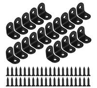 Equerre de Fixation Noir Angle Droit Support en forme de L Metalliques Equerres avec Vis pour Bois Meubles Placard Support 20 Pièces 20 * 20 * 16mm